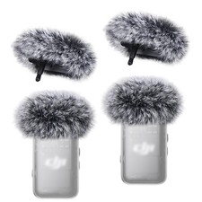 4-Pack Windscreen for DJI Mic 2 Transmitter, Furry Cover 4 PACK, Black