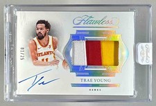 Trae Young 2024 Panini Flawless Horizontal GU 3 Color Patch Auto 1/25