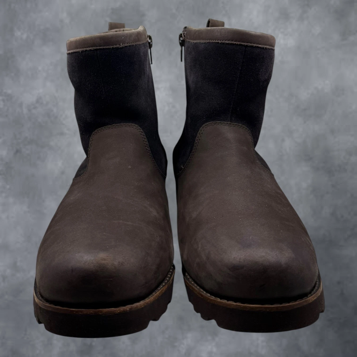 UGG Emmett Duck Boots Mens 13 Brown Waterproof Leather Suede Zip Winter Boots