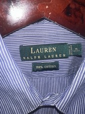 Lauren Ralph Lauren Men's Dress Shirt 100 Cotton Blue/White Stripe 15 32/33