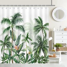 Tropical Palm Tree Shower Curtain Summer Tropical Palm Leaves Bathroom
