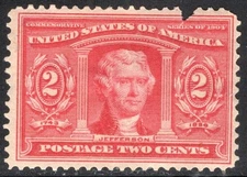 US Stamp Scott #324, 2c, Louisiana Purchase, MLH, OG, SCV$22.50