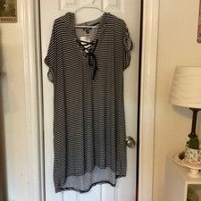 NWT RelaXX Women Size 2X Tunic Dress Nautical Striped Black/White MSRP $50