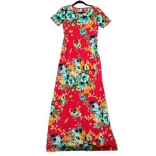 Heimish USA Red Floral Maxi Dress Women's Size S Short Sleeve Casual Beautiful