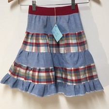 Skirt Girl 2/3 Long Patchwork Multicolor Chambray Ruffle Tier Mom and Pop's Kids