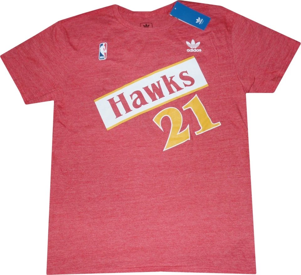 Etiquetas de camisa slim fit Atlanta Hawks Dominique Wilkins Adidas Throwback mistura tripla - Imagem 4 de 4