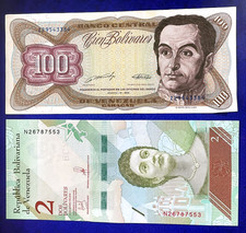 1989, 2018 - 2 BANKNOTES - VENEZUELA - 100, 2 BOLIVARES - SA1