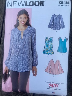New Look K6414 Schnittmuster Misses' locker sitzende Bluse Gr. 8-20 unbenutzt