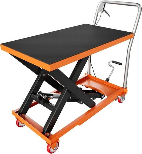 Hydraulic Lift Table Cart 330/500/1100Lbs Single Scissor 4 Wheels & Non-Slip Pad