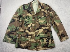 Vintage USGI Woodland Camo Combat Coat Jacket Mens Medium Long BDU 1988 80s