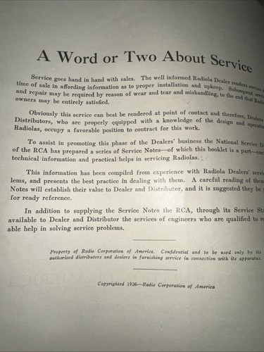RCA Radiola 30 Service Notes Schematics Original Copy 1926! ￼ - Picture 4 of 15