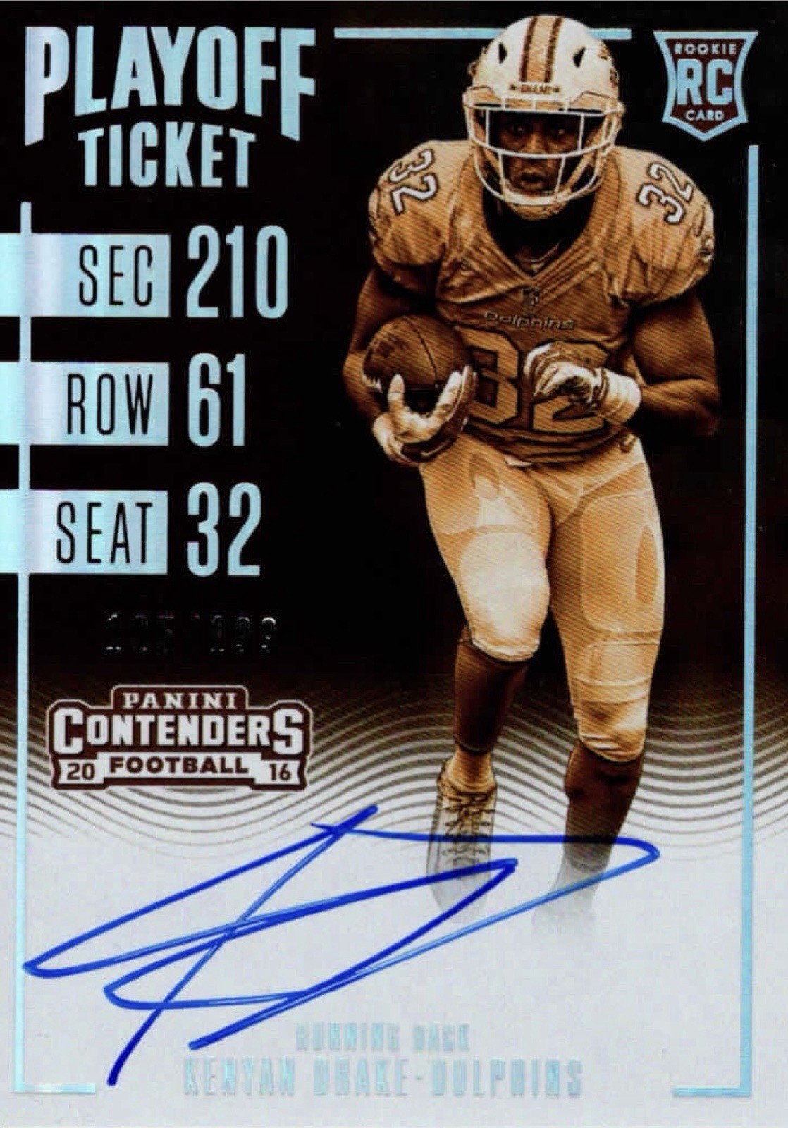 Kenyan Drake Panini Contenders #312 Autograph-Playoff Ticket