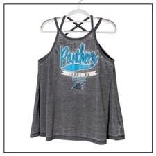 Carolina Panthers Tank Top Womens M Gray NFL Burnout Racerback Game Day Casual