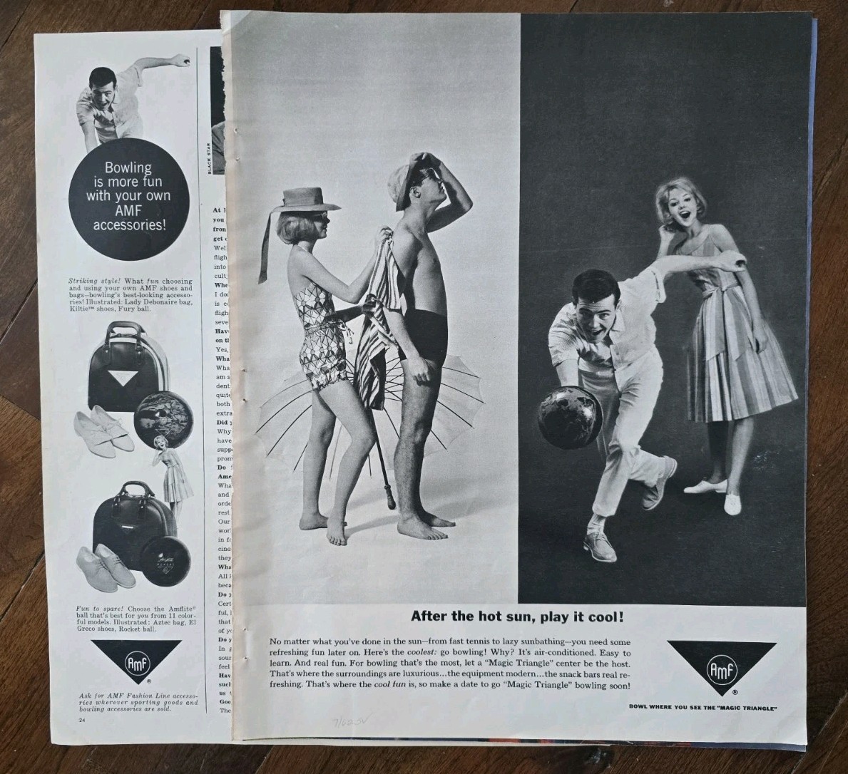 1962 AMF Magic Triangle Bowling Ball Shoes Bag Equipment Clo