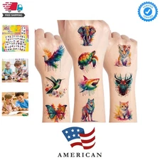 Watercolor Animals Temporary Tattoo for Kids - 60 Styles Temporary for Girls Boy