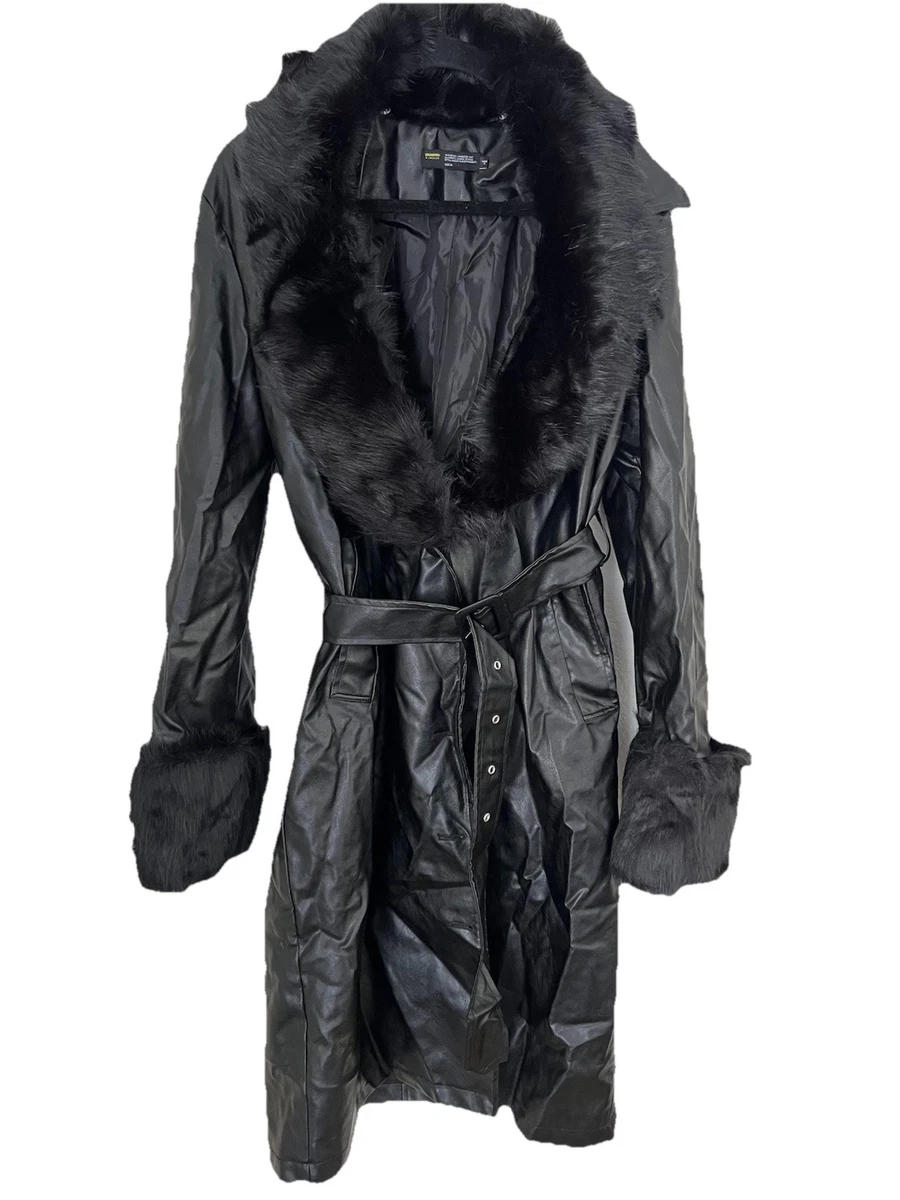 leather coat with fur trim products for sale | eBay