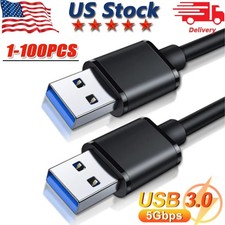 2 pack 3Ft USB 3.0 Super Speed 5Gbps Gold Type A Male to Male Cable BLK/BLUE