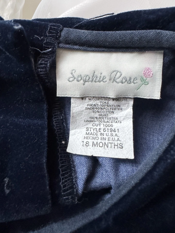 Vintage Baby Girls SOPHIE ROSE Formal Church Party DRESS Holiday size 18mo USA - Image 4 of 4