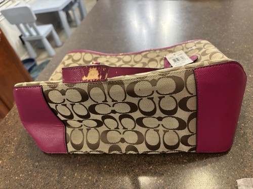 Borsa Coach 12 cm firmata con zip in kaki e mirtillo F36375 - Foto 8 di 8