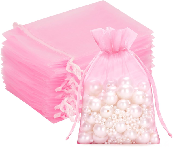 100 StüCk Rosa OrganzasäCkchen 7X9 Cm: Kleine Geschenk Organzabeutel, Hochzeit O-image