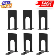 6 Pcs Heavy Duty Metal Bookends for Shelves Book Stoppers for Library Home Offic