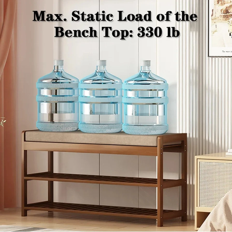 Zapatero Banco, Zapatero de 3 Niveles Estable Organizador de Zapatos para Entrada Sala de Estar Foto 2 de 4