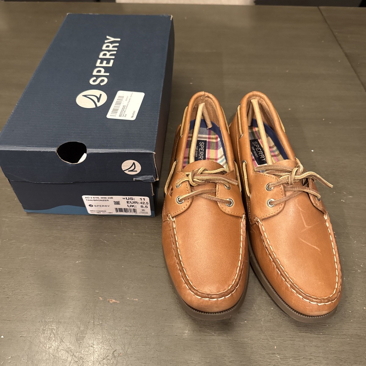 SPERRY MENS TAN TOP SIDER LEATHER UPPER SNEAKER SHOES SIZE 11.5 Amazon.com | Sperry Top-Sider Intrepid 2- Eye,Dark Tan,7 M  main image 2
