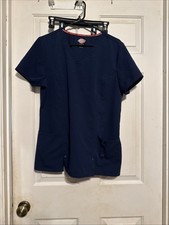 Dickie Scrub Top Size Large Navy Blue V-Neck