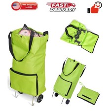 Shopping Cart with Wheels Tug Foldable Grocery Carts Large Capacity Supermark...
