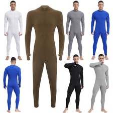 Herren Sportlich Overall Langarm Ganzanzug Workout Traininganzug Lang Jumpsuit 