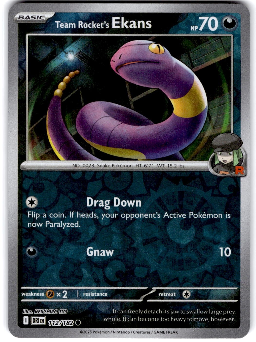 Pokemon Team Rocket's Ekans Destined Rivals 112/182 Reverse Holo Near Mint