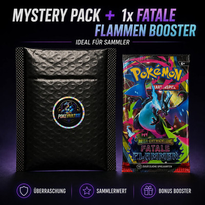 Pokémon Mystery Pack + 1x Fatale Flammen | 25 Karten | HIT GARANTIERT UVP DE