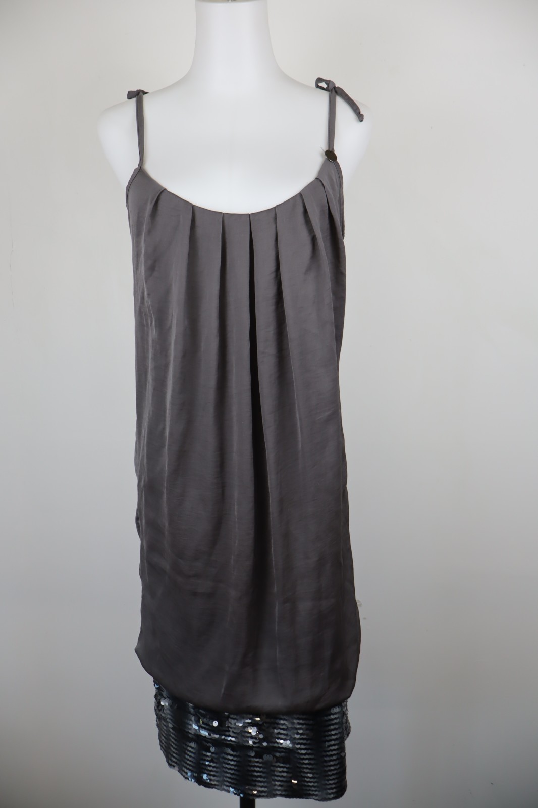 Gaudi Vestido Midi Casual Vintage Mujer Tirantes TG M Grigio Paillettes Elastano