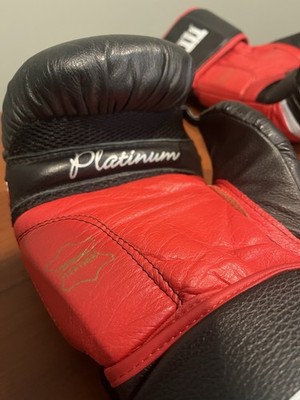 TITLE Boxing Platinum 16 oz Boxing Gloves Black Red Training