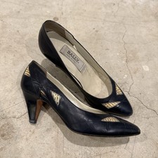 Vintage Bally Pumps Heels Womens 6M Black Leather Heel Italy