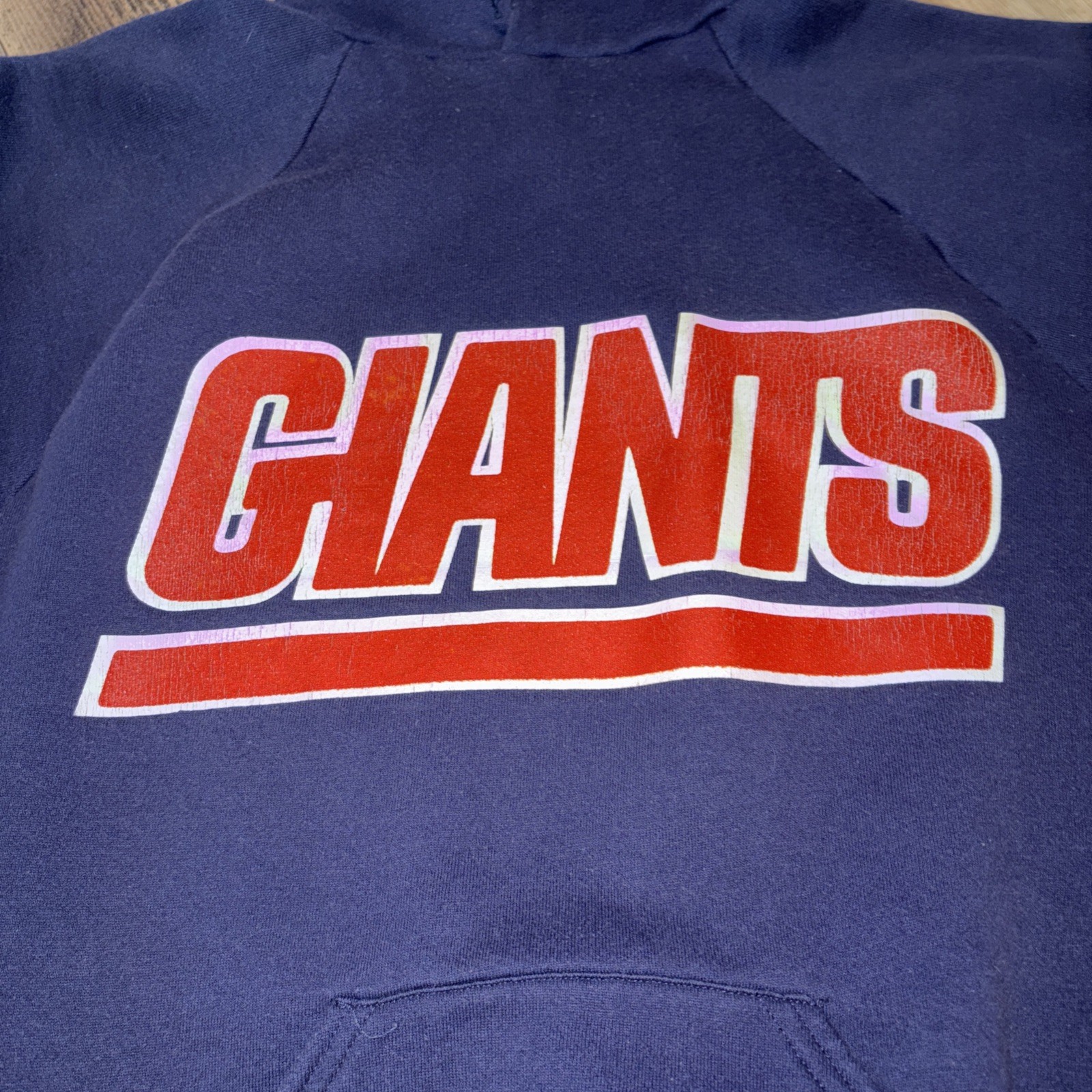 Vtg Logo 7 NY Giants NFL Hoodie Sweatshirt Men's Large Blue Pullover Retro 90s