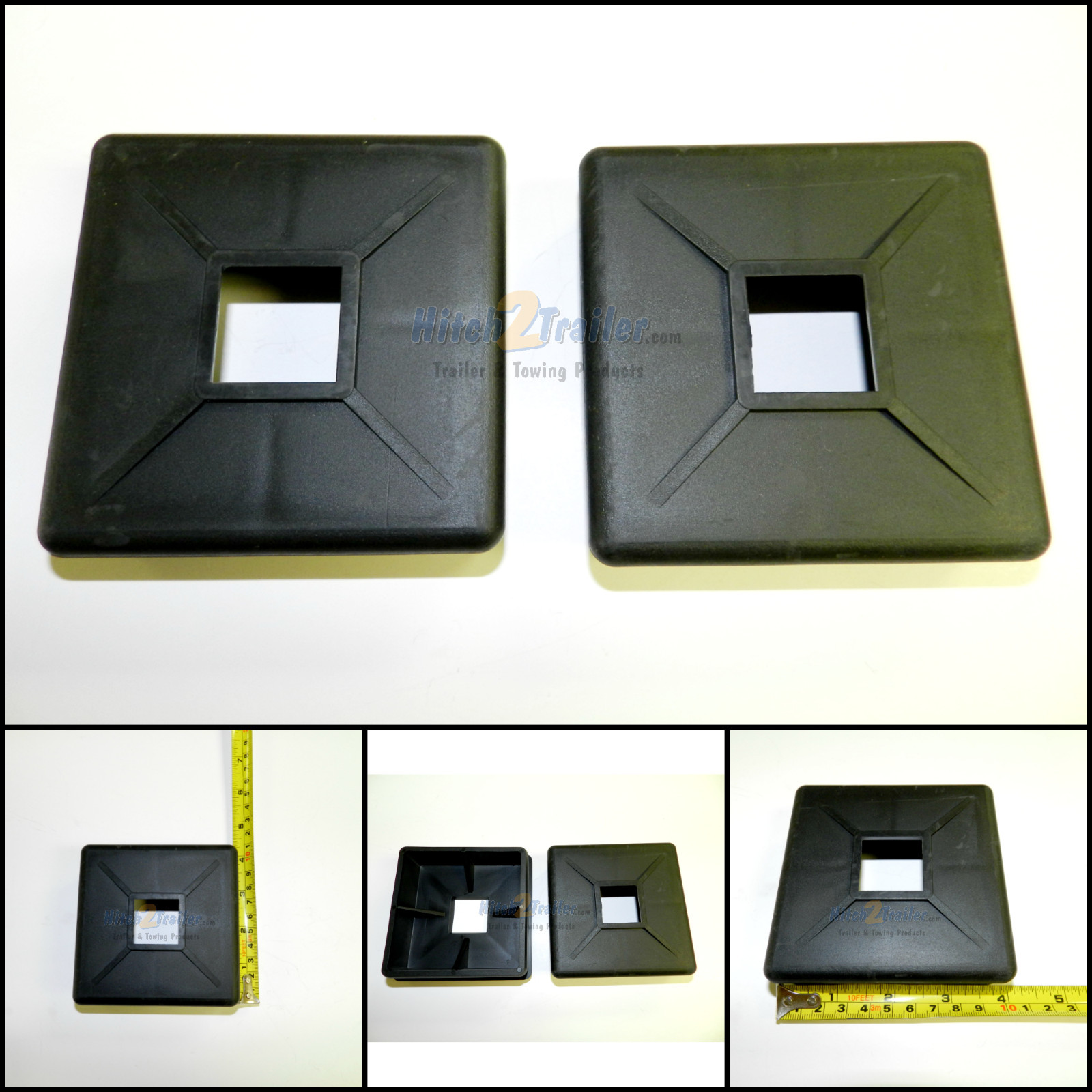 4" Square Rubber Bumper Plug End Cap Cover Black RV Camper Trailer 2