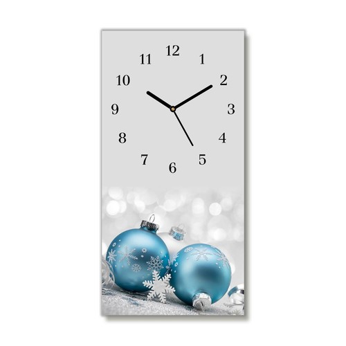 Tulup Horloge Verre Noël 60x30cm Salon Design Mur - Noir - boules de