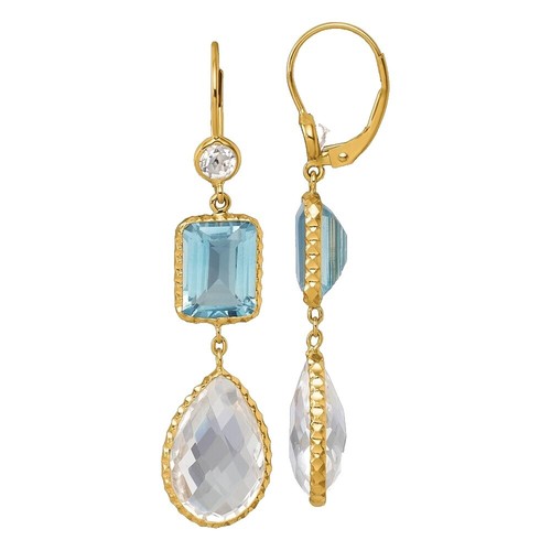 Effy Jewelry Blue Topaz Drop Earrings With Diamonds In 14K White Gold, 9.25 TWC - Foto 1