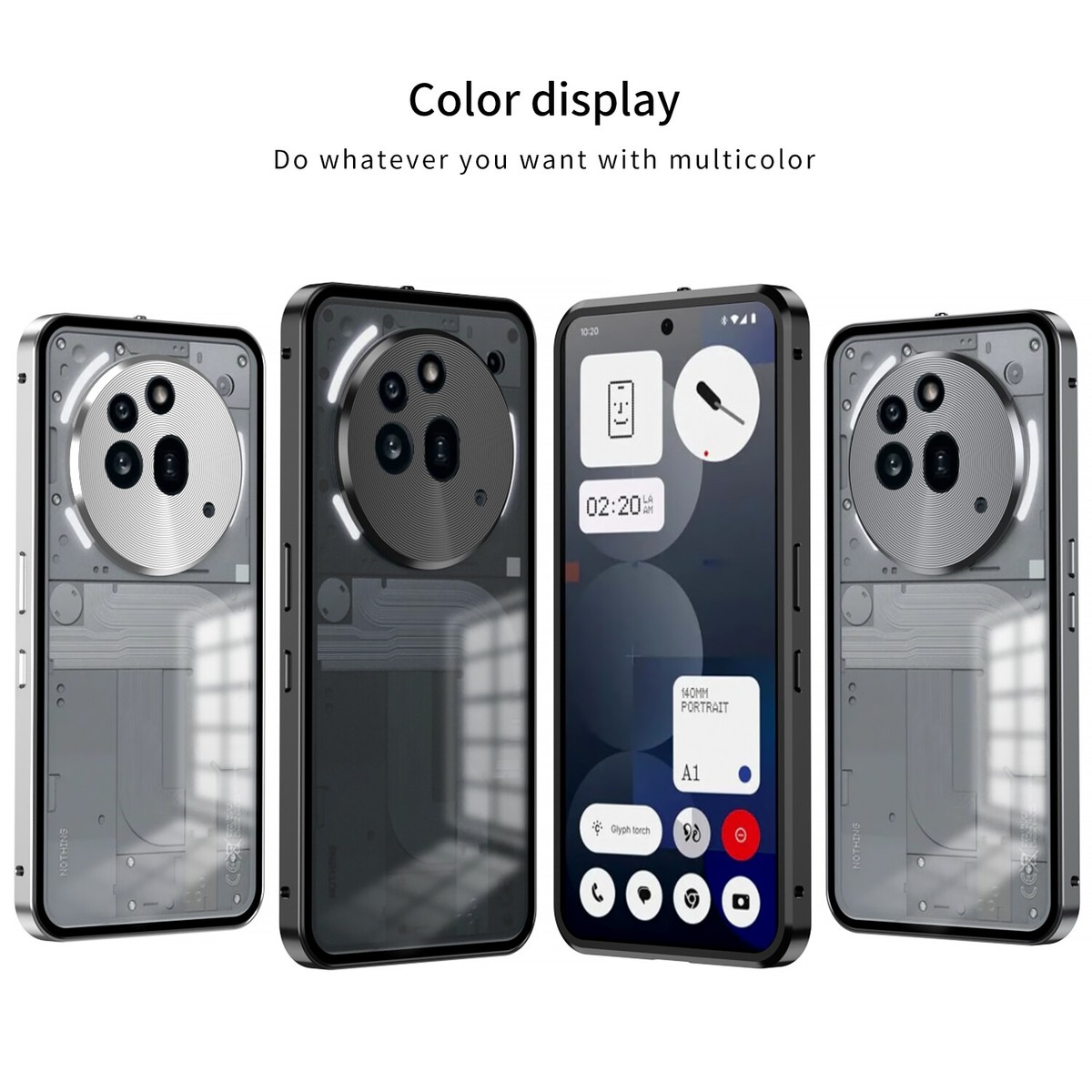 BoerHang Custodia Magnetica Per Nothing Phone 3a – Antigraffio, Trasparente Satinato, Con Bordi Rialzati E Airbag, Nero
