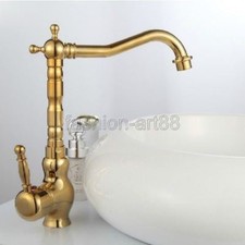 Kitchen Wet Bar Bathroom Vessel Sink Faucet Gold Color Brass Swivel Spout fgf014