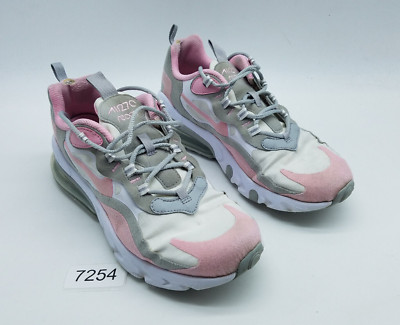 Nike Air Max 270 React (GS) Girl's Size 7Y Running Shoes White Pink *See desc