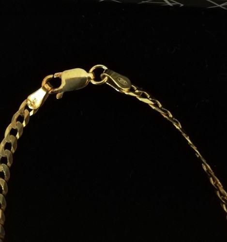 9ct Gold on Silver Curb Chain Necklace 50cm for Kids & Adults - Solid - Picture 3 of 3