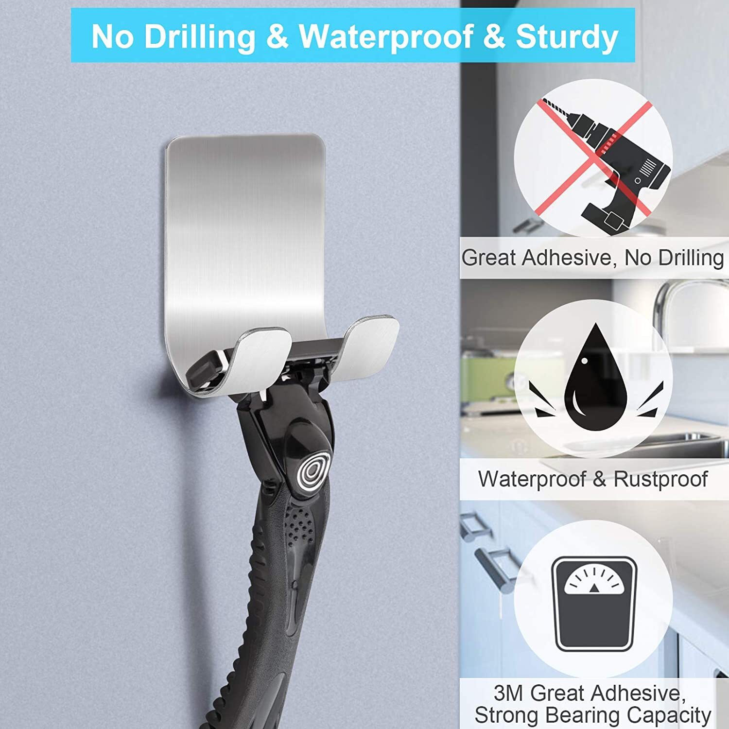 6PCS Premium Shower Razor Holder 304Stainless Steel Razor Holder for Shower Wall eBay