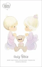 NRSVCE Precious Moments Bible, White, Leathersoft, Comfort Print - Catholic Bibl