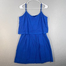 Madewell Dress Womens 10 Blue Solid Mini Blouson Beach Sleeveless Lined Casual