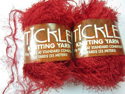 2-10 balls TICKLE Yarn Lot CRIMSON RED Eyelash Eye Lash Fuzzy Fun Fur Sullivan's