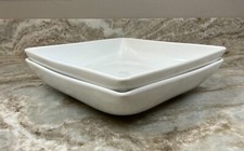 White Square Coupe Individual Pasta Bowls. The Cellar. Porcelain. Set Of 2. New.