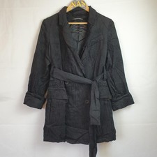 Black Corduroy Belted Overcoat Annette Gortz Hilo Size Xs Fit 6/8 Brand New
