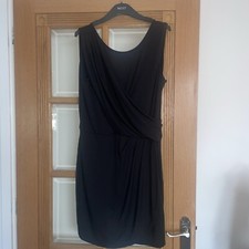 Mango Suit Black Draped ruched Jersey Dress size XL 14 NEW